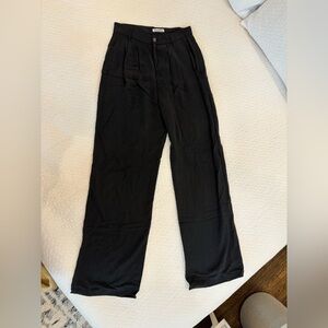 Reformation - Wide Leg High Rise Black Trouser - 6